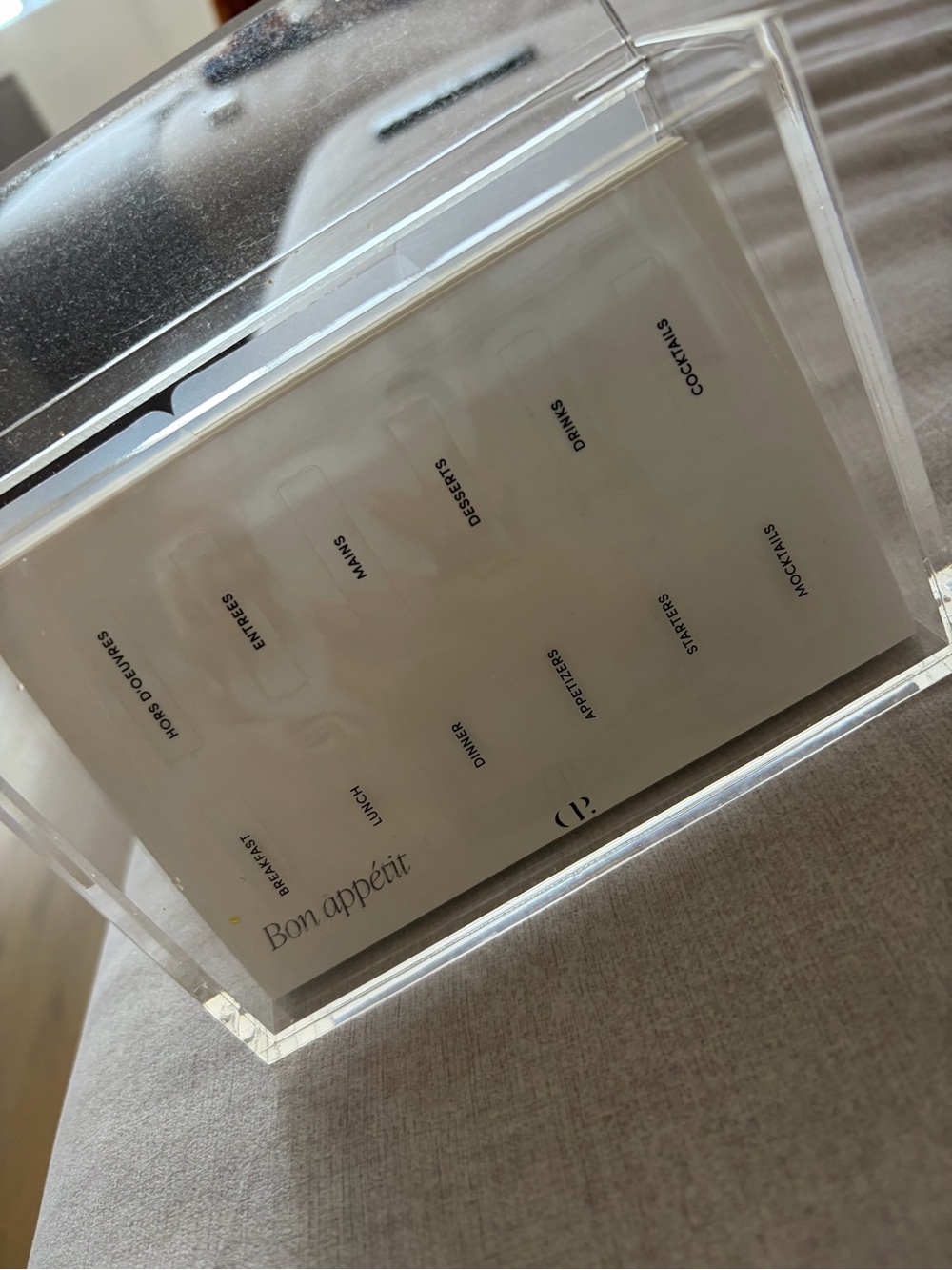 Cloth & Paper Clear Acrylic Recipe/Card Organizer - Bon Appétit Design